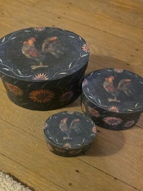 Bob's Boxes Primitive "Proud Rooster" Decorative Storage Boxes - Set of 3